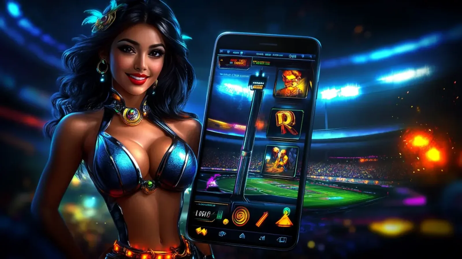 A stadium view of live casino games with multiple tables and dealers, showcasing the comprehensive live gaming experience at golo777.